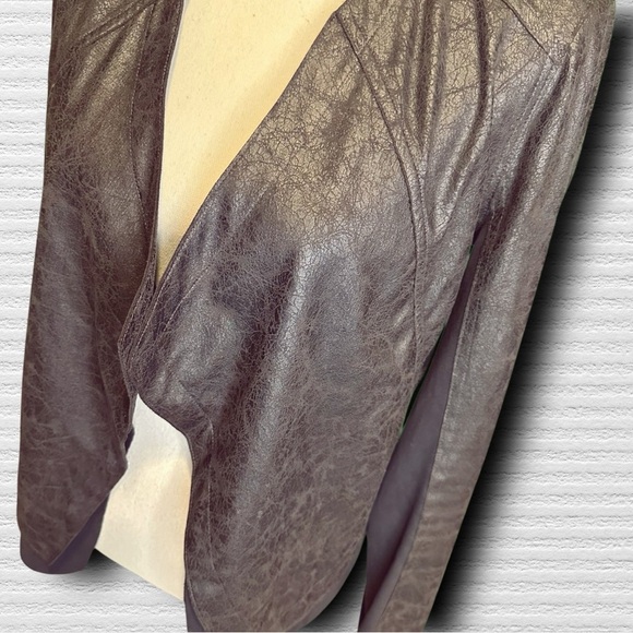 Lysse Black ‘Origami’ 2 Layer Lapel Open Front Vegan Leather Jacket Size XS - Picture 14 of 16